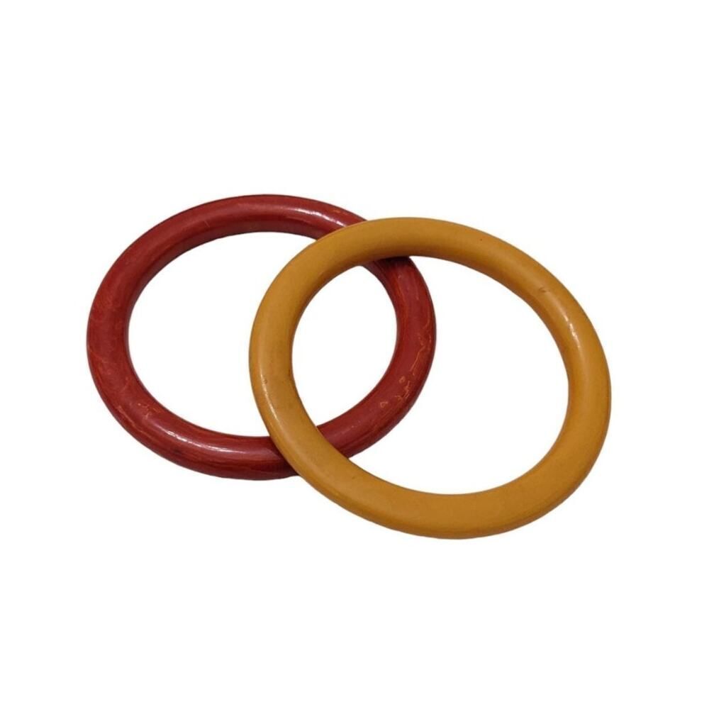 Vintage‎ Marbled Yellow & Red Bakelite Bangle Bracelet Jewelry